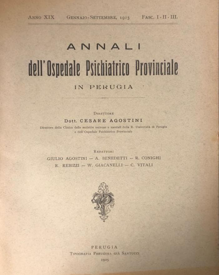 Annali dell’Ospedale psichiatrico provinciale in Perugia (poi Annali di neurologia e psichiatria)