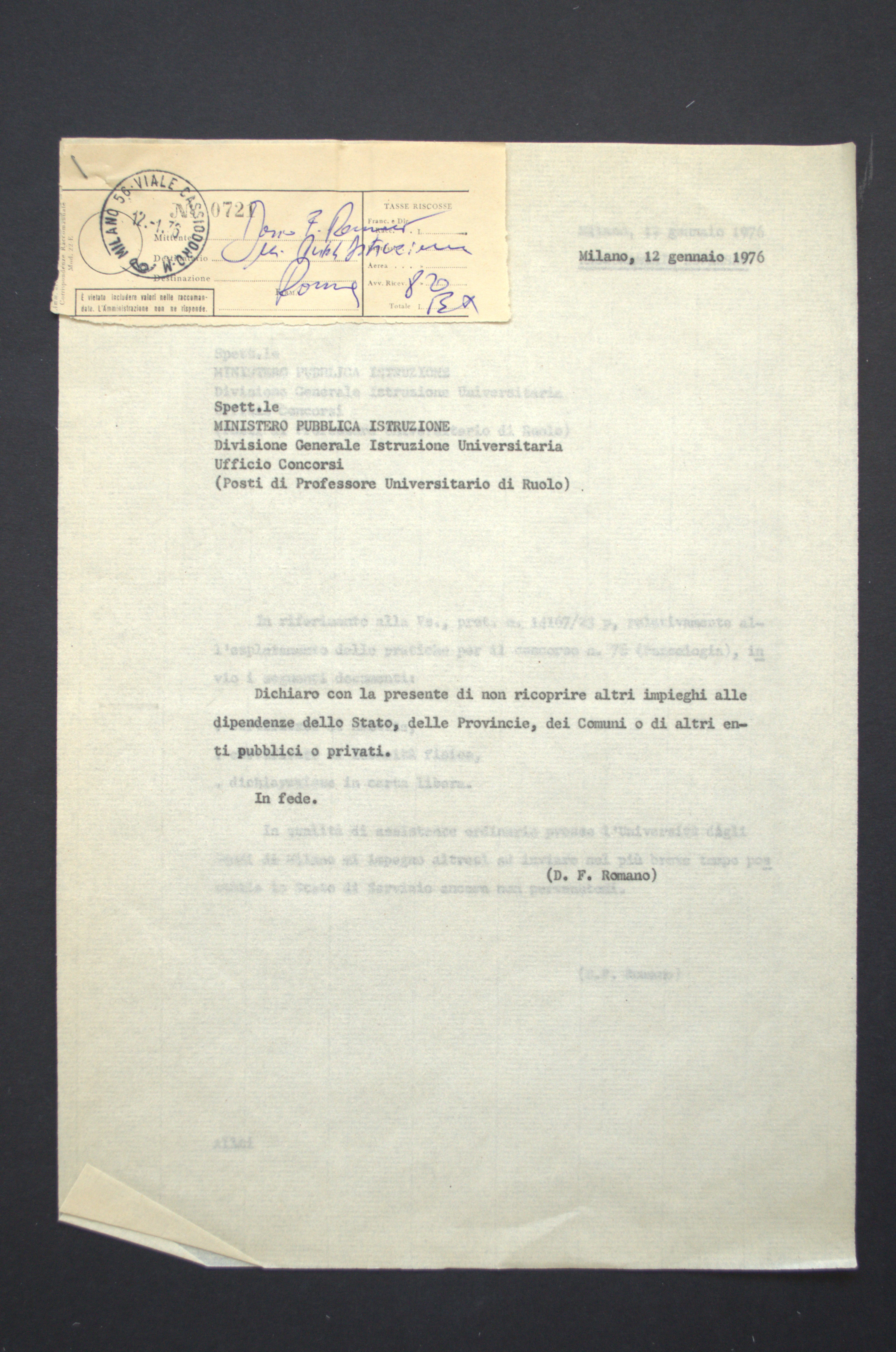 Concorso per professori universitari di ruolo (1975 ottobre ...
