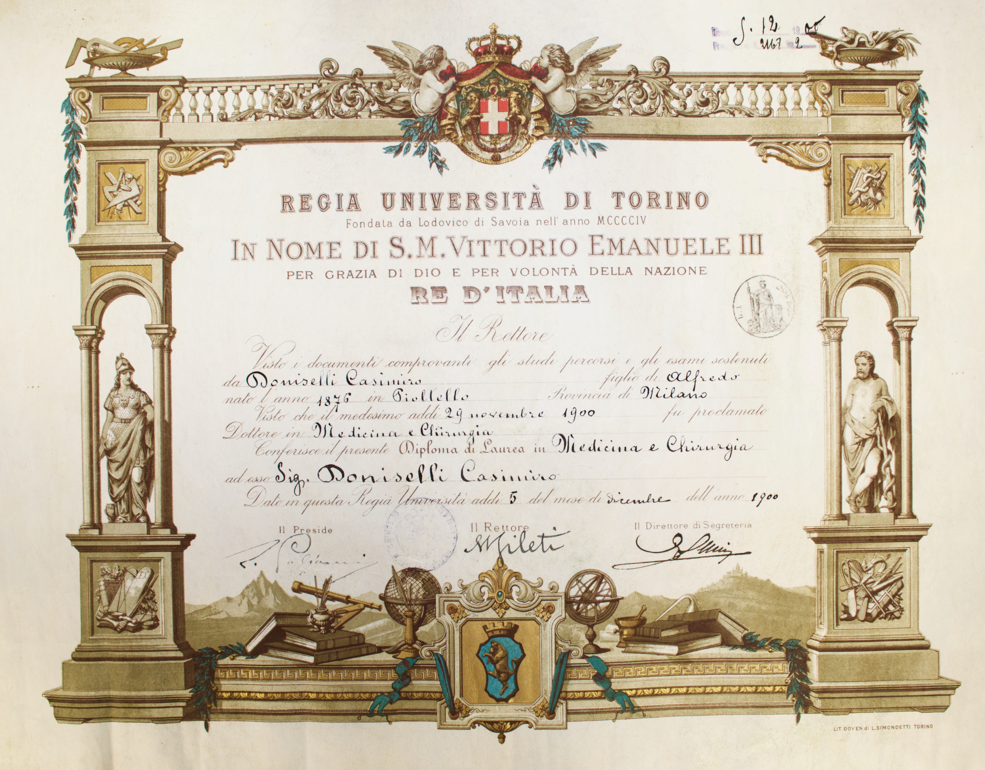 Diploma Di Laurea In Medicina E Chirurgia Dell Universita Di Torino Aspi Archivio Storico Della Psicologia Italiana