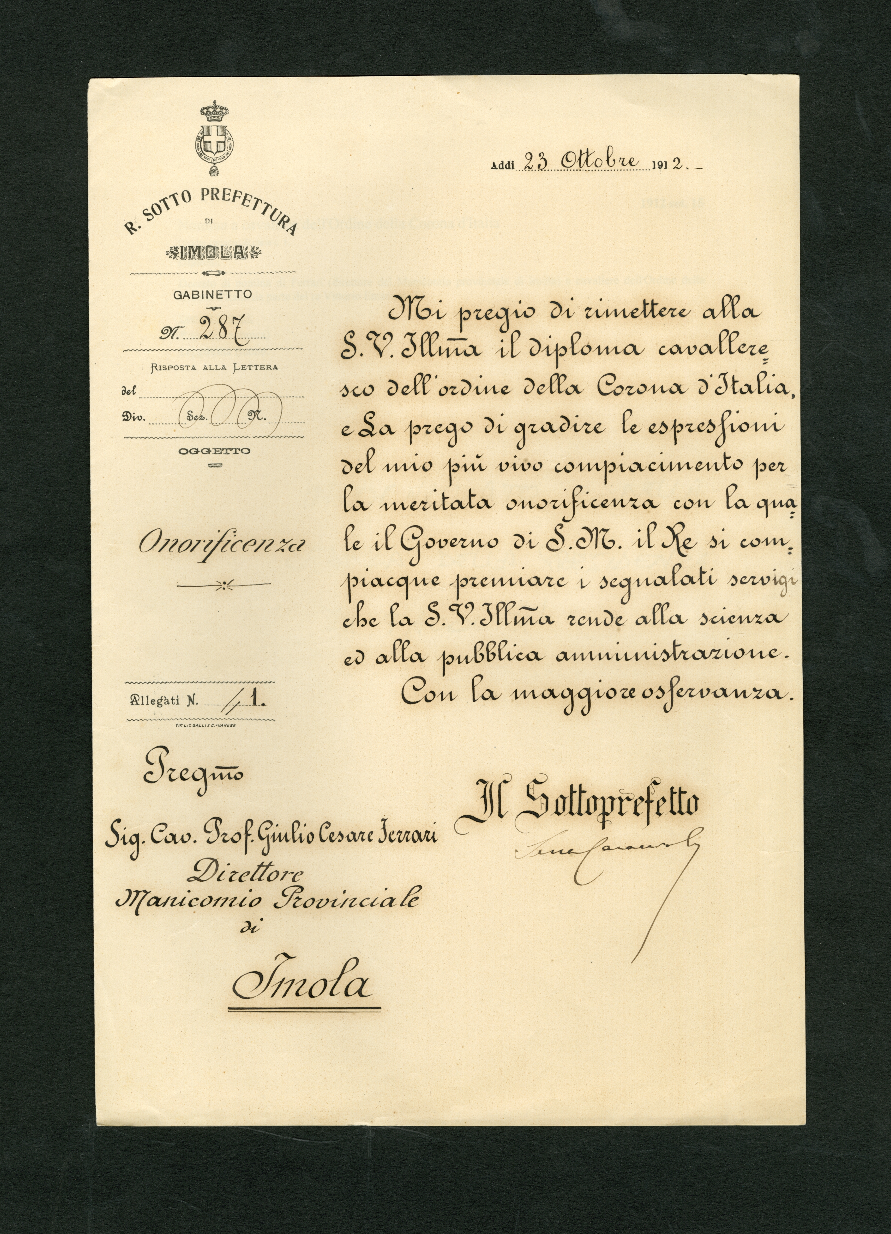 Encomi, onorificenze, attestati di merito – Aspi – Archivio ...
