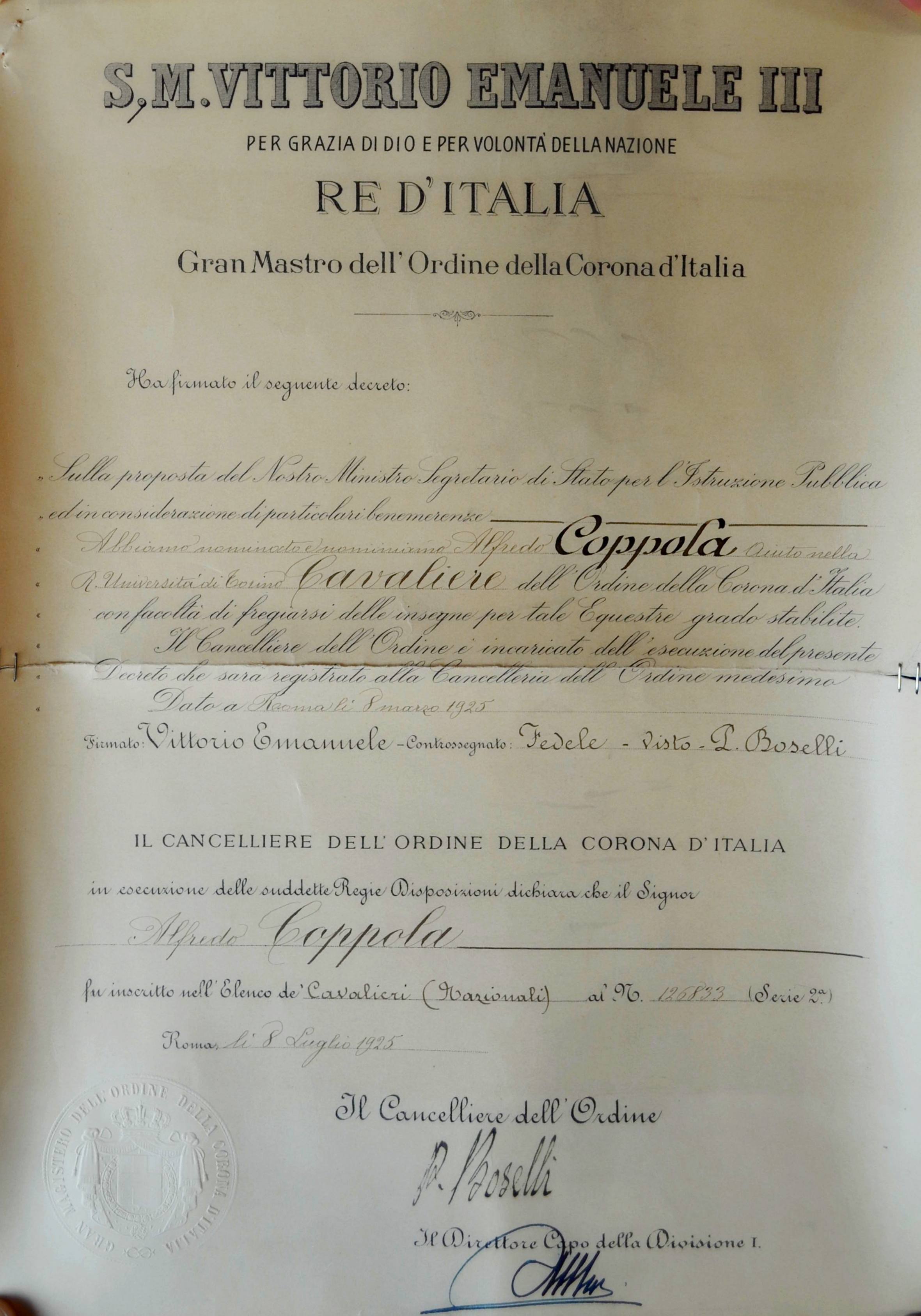 Onorificenze e attestazioni di benemerenza – Aspi – Archivio ...
