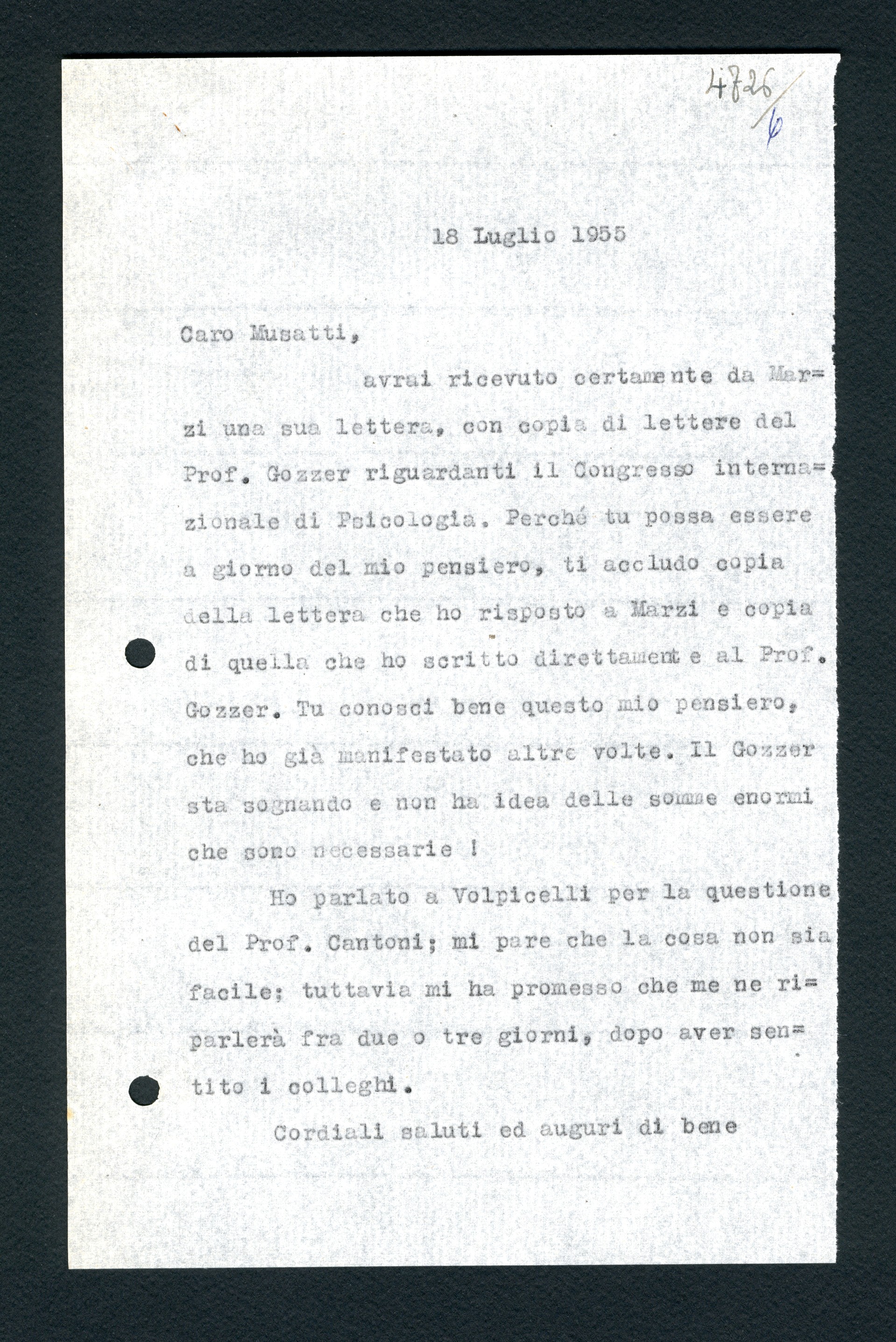 Musatti Cesare (seconda parte) (9 febbraio 1954 – 4 giugno ...